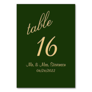Numeração De Mesa Verde de caçador e número Dourado da mesa