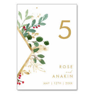 Numeração De Mesa Verde de Natal Moderno   Número da Tabela Branca