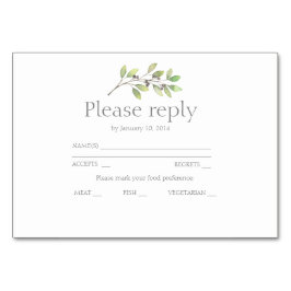 Numeração De Mesa Verde deixa convite para casamento rsvp