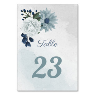 Numeração De Mesa verde floral branco romântico e azul