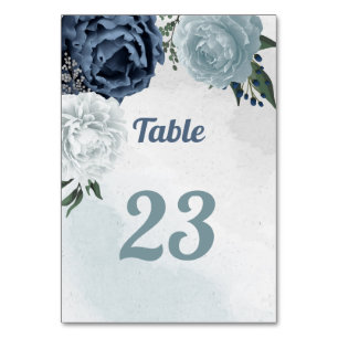 Numeração De Mesa verde floral branco romântico e azul