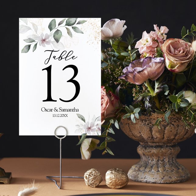 Numeração De Mesa Verde Gentil Folha de Água e Flor | DOURADO (Criador carregado)