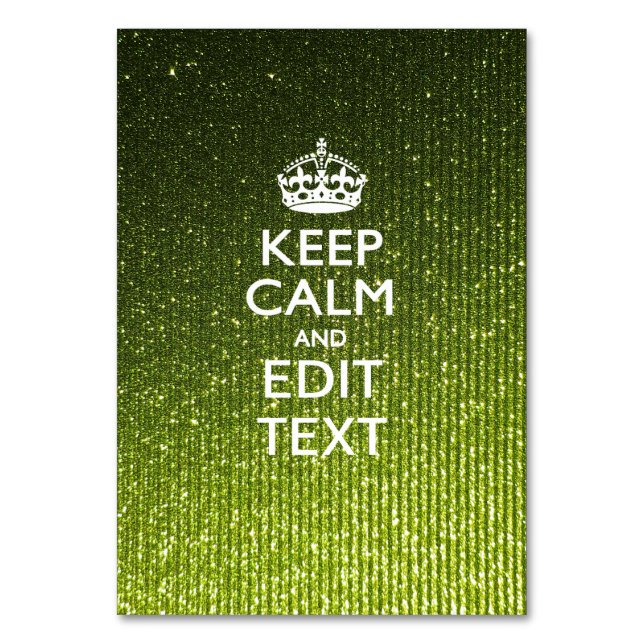 Numeração De Mesa Verde limão Glamor Mantenha-Se Calmo Dizendo (Frente)