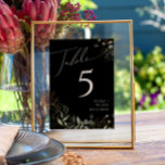Numeração De Mesa Verde Whimsical e Dourado | Número de Tabela Preta<br><div class="desc">Entra num mundo encantado com o nosso verde e ouro caprichoso | número preto da mesa, perfeito para a sua recepção de casamento botânica primavera boho. Adorado com eucalipto verde sábio e sotaque dourado, este número de mesa exude elegância e capricho moderno. Imaginem passear por um jardim de verão mágico,...</div>