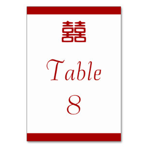 Numeração De Mesa Vermelho Escuro Dupla Felicidade - Elegante