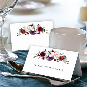Numeração De Mesa Vermelho Romântico, Roxo, Floral Watercolor Blush