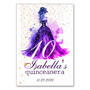 Numeração De Mesa Vestido roxo de Quince glam gótico com brilho