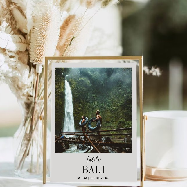 Numeração De Mesa Viagem Foto de Destino Elegante Moderno Casamento (Criador carregado)