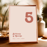 Numeração De Mesa Vibes de Retro Simples | Número de Tabela Rosa Esb<br><div class="desc">Este simples retrorvibos | o número da mesa cor-de-rosa é perfeito para o seu casamento clássico de tons de terra de safra. A design apresenta uma fonte hippie rustic boho minimalista. A paleta neutra a cores do sudoeste do deserto e as letras do século do médio boêmico da Terra combinam-se...</div>