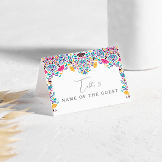 Numeração De Mesa Vibrant Mexican Fiesta Rainbow Wedding Place Card