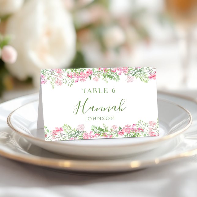 Numeração De Mesa Vibrant Pink Floral Chic Bridal Shower Place Cards (Criador carregado)