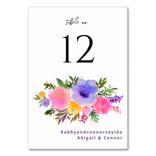 Numeração De Mesa Vibrante Casual Magenta Violeta Amarelo (Frente)