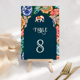 Numeração De Mesa Vibrante Elefante de Arte Popular Indiana Casament