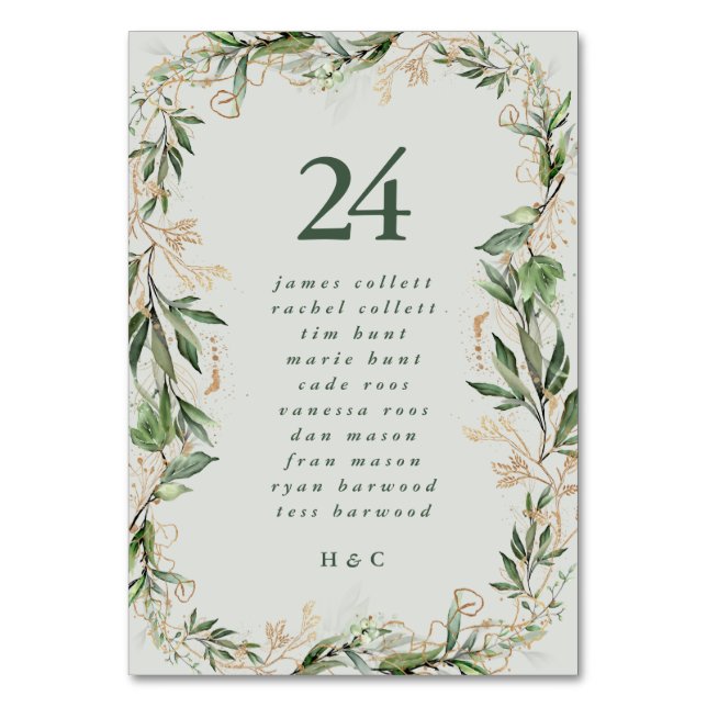 Numeração De Mesa Vidro do Mar Verde Elegante Eucalyptus Elegante (Verso)