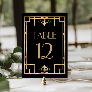 Numeração De Mesa Vintage 1920 Deco Frame Black Dourado Casamento