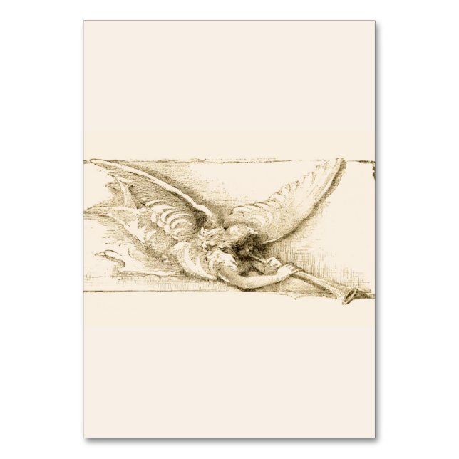 Numeração De Mesa Vintage Angel Com Trompete Monotone (Frente)