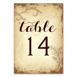 Numeração De Mesa Vintage beige scroll folha número da mesa de casam