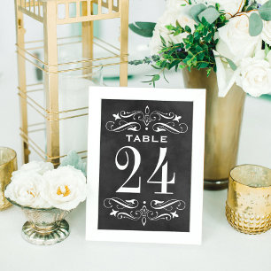 Numeração De Mesa Vintage Black Chalkboard Flourish Wedish