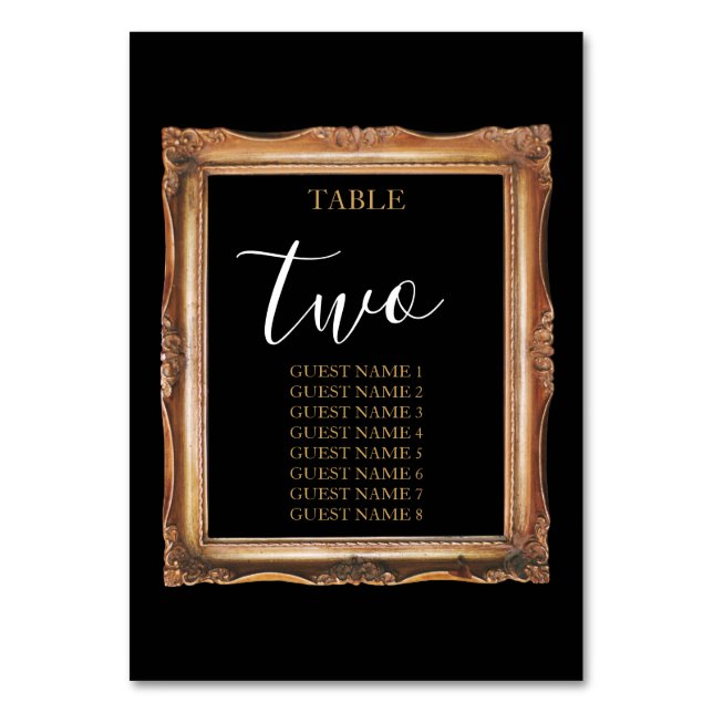 Numeração De Mesa Vintage Black & Dourado Wedding (Frente)