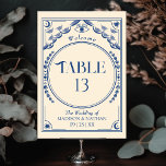 Numeração De Mesa Vintage Blue Elegant Mystical Tarot Casamento<br><div class="desc">Design de casamento elegante e moderno inspirado num cartão de tarô. Os itens são impressos exatamente como aparecem na tela quando você adiciona ao carrinho,  de modo que personalize e adicione cada número de tabela de que você precisa e adicione ao carrinho individualmente.</div>