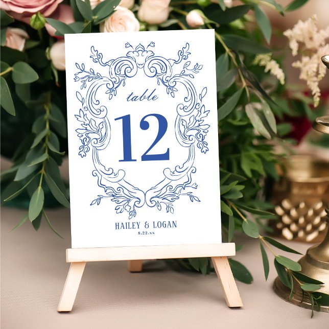 Numeração De Mesa Vintage Blue Floral Weding (Criador carregado)