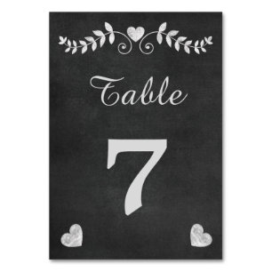 Numeração De Mesa Vintage Chalkboard Heart Wedding