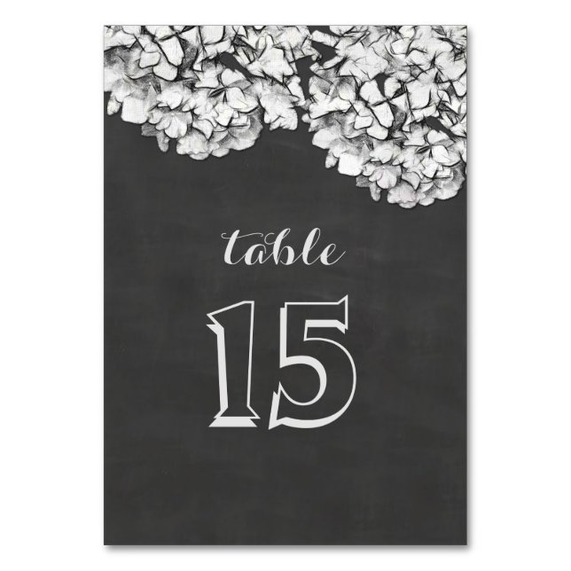 Numeração De Mesa Vintage Chalkboard Hydrangeas Wedding (Verso)