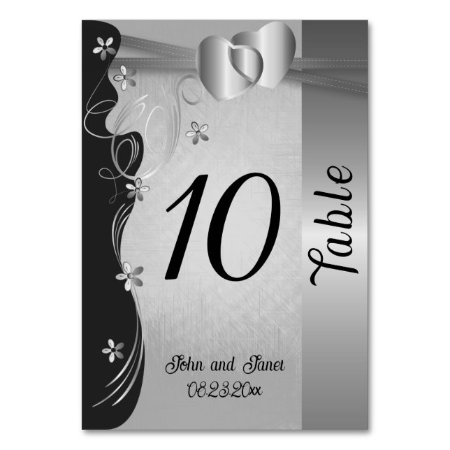 Numeração De Mesa Vintage Classy Silver Heart (Frente)