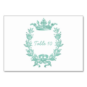 Numeração De Mesa Vintage Crown and Wreath Art - Turquoise