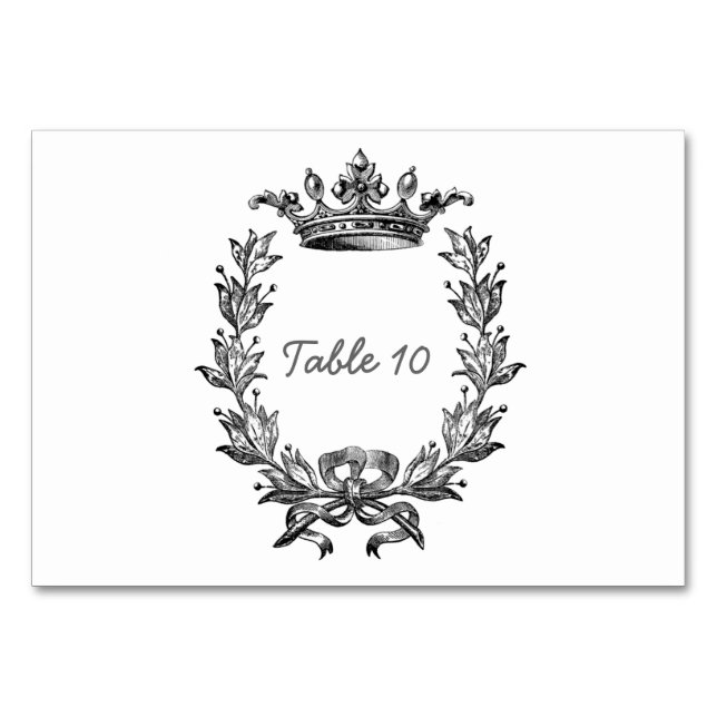 Numeração De Mesa Vintage Crown e Wreath Art (Frente)