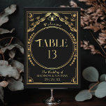 Numeração De Mesa Vintage Dourado Casamento Místico Elegante<br><div class="desc">Design de casamento elegante e moderno inspirado num cartão de tarô. NOTA: O ouro apresentado nesta design NÃO é folha de alumínio real. Os itens são impressos exatamente como aparecem na tela quando você adiciona ao carrinho, de modo que personalize e adicione cada número de tabela de que você precisa...</div>