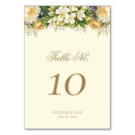 Numeração De Mesa Vintage Dourado Cottagecore Casamento Floral