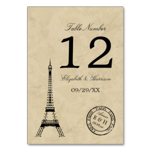 Numeração De Mesa Vintage Eiffel Tower Paris Postmark Wedding