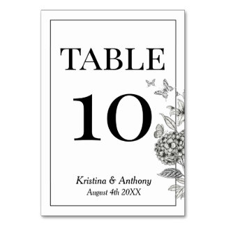 Numeração De Mesa Vintage Floral Black and White