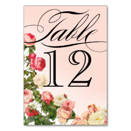 Numeração De Mesa Vintage Floral Romance Pink Roses Números de Tabel