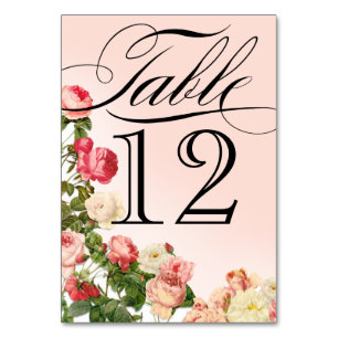 Numeração De Mesa Vintage Floral Romance Pink Roses Números de Tabel