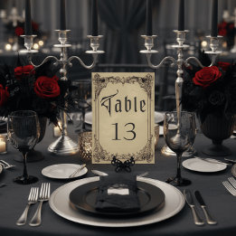 Numeração De Mesa Vintage Gothic Black Toile Tan Wedding