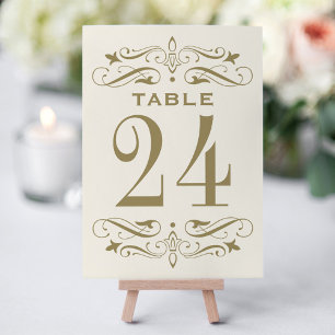 Numeração De Mesa Vintage Ivory e Antiguamente Dourado Casamento Far