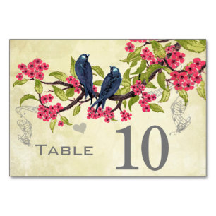 Numeração De Mesa Vintage Love Bird Pink Tea Blue Green