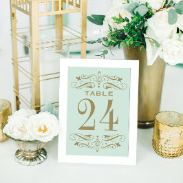 Numeração De Mesa Vintage Mint e Antiquado Casamento Flourish Dourad