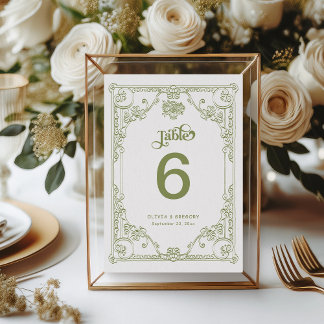 Numeração De Mesa Vintage Olive Antique Frame Weding