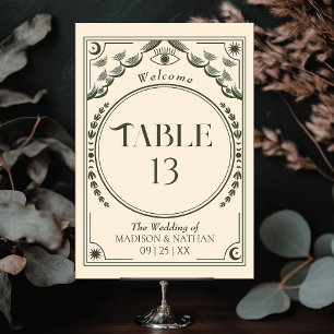 Numeração De Mesa Vintage Olive Elegant Mystical Tarot Casamento