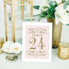 Numeração De Mesa Vintage Pink e Antiguamente Dourado Casamento Farm