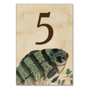 Numeração De Mesa Vintage Watercolor Fish Table Number