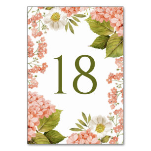 Numeração De Mesa Vintage Watercolor Orange Hydrangea Weding