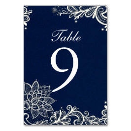 Numeração De Mesa vintage white lace padrão marinho casamento azul