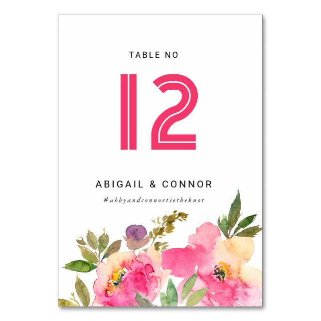 Numeração De Mesa Violet Fuchsia Floral, Violeta e Divertida (Frente)