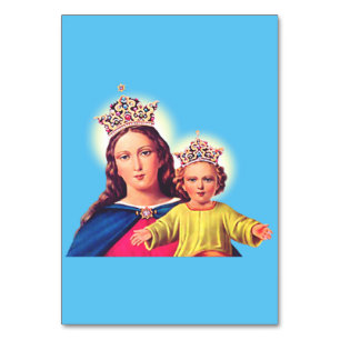 Numeração De Mesa Virgem Maria rainha com Jesus