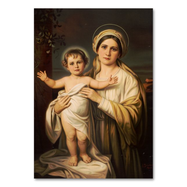 Numeração De Mesa Virgem Maria segurando o menino Jesus (Frente)