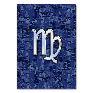 Numeração De Mesa Virgo Zodiac - Sinal no Marinho Blue Digital Camo